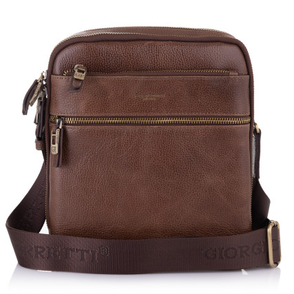 Мужская кожаная сумка Giorgio Ferretti (Италия) коричневая GF201850173brown2 – Фото 2