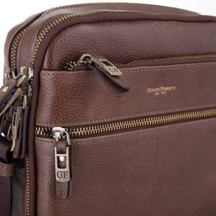 Мужская кожаная сумка Giorgio Ferretti (Италия) коричневая GF201850173brown2 – Фото 4