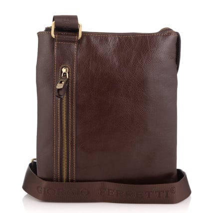 Мужская кожаная сумка через плечо Giorgio Ferretti (Италия) коричневая GF3475Cbrown – Фото 3