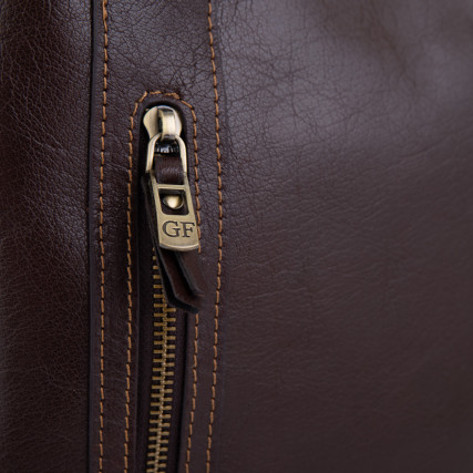 Мужская кожаная сумка через плечо Giorgio Ferretti (Италия) коричневая GF3475Cbrown – Фото 4