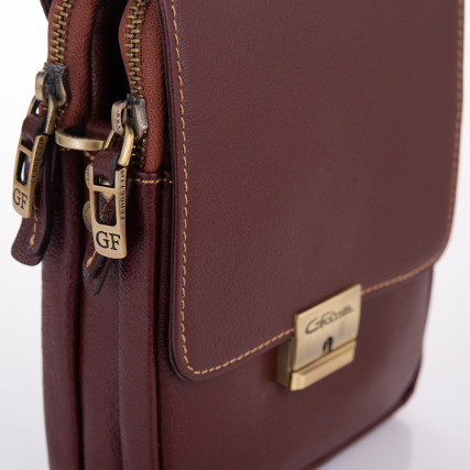 Мужская кожаная сумка Giorgio Ferretti (Италия) коричневая GF568-5brown – Фото 4