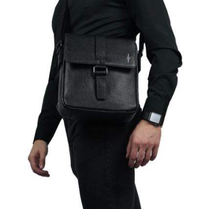 Мужская кожаная сумка Giorgio Ferretti (Италия) черная GF8130Bblack – Фото 6