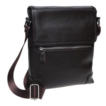 Мужская кожаная сумка Borsa Leather коричневая k10013-brown – Фото 1