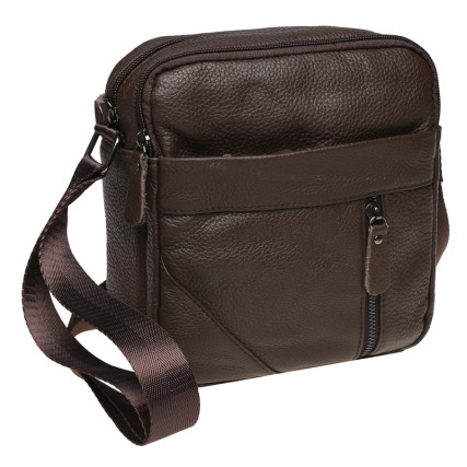Мужская кожаная сумка Borsa Leather коричневая K11027-brown – Фото 1