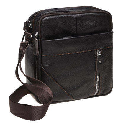 Мужская кожаная сумка Borsa Leather коричневая K11027-d.brown – Фото 1