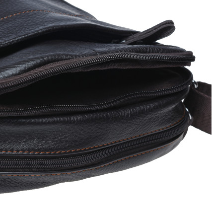 Мужская кожаная сумка Borsa Leather коричневая K11027-d.brown – Фото 4