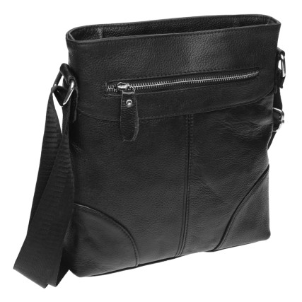 Мужская кожаная сумка Borsa Leather черная k15003-2-black – Фото 1