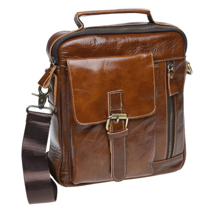 Мужская кожаная сумка Borsa Leather коричневая K15027-brown – Фото 1