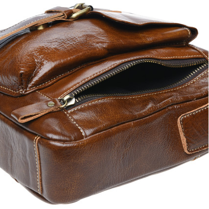 Мужская кожаная сумка Borsa Leather коричневая K15027-brown – Фото 4