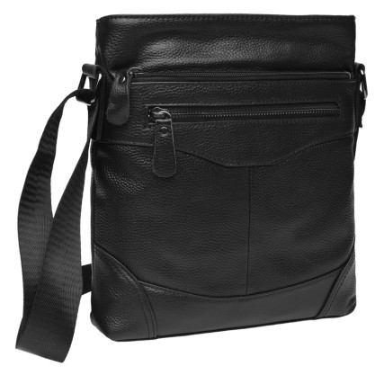 Мужская кожаная сумка Borsa Leather черная K17801-black – Фото 1