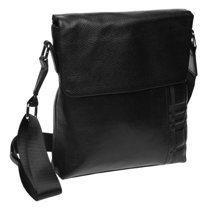 Мужская кожаная сумка Borsa Leather черная k19137-black – Фото 1