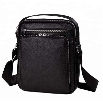 Мужская кожаная сумка TIDING BAG черная M5608-1A – Фото 1