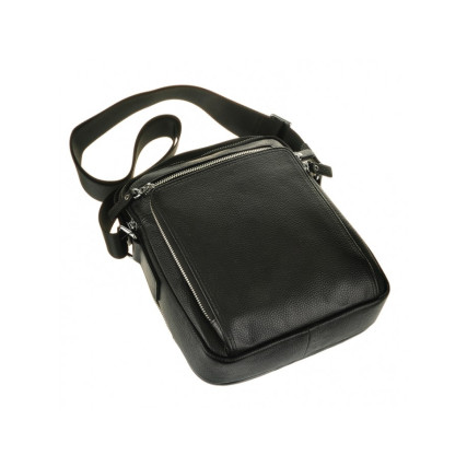 Мужская кожаная сумка TIDING BAG черная M5608-1A – Фото 3