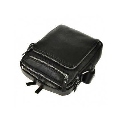 Мужская кожаная сумка TIDING BAG черная M5608-1A – Фото 4