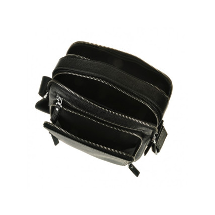 Мужская кожаная сумка TIDING BAG черная M5608-1A – Фото 5