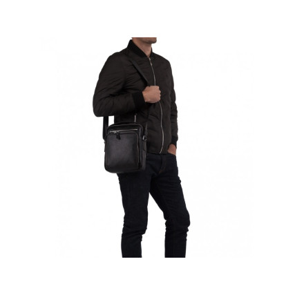 Мужская кожаная сумка TIDING BAG черная M5608-1A – Фото 8