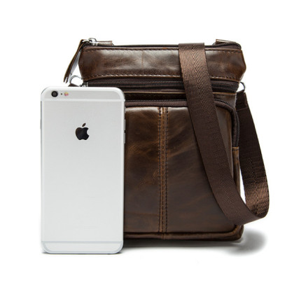 Мужская кожаная сумка Buffalo Bags коричневая M701C – Фото 6