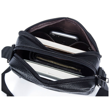 Мужская кожаная сумка Buffalo Bags черная M7705A – Фото 5