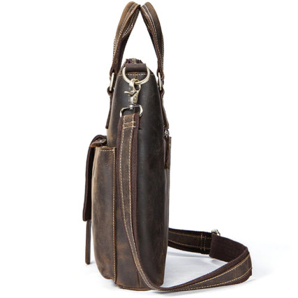 Мужская кожаная сумка Buffalo Bags коричневая M7711R – Фото 3