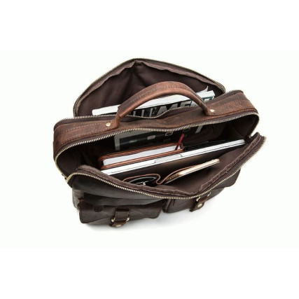 Мужская кожаная сумка Buffalo Bags коричневая M8001C – Фото 5