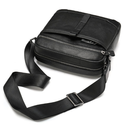 Мужская кожаная сумка Buffalo Bags черная M8033A – Фото 6