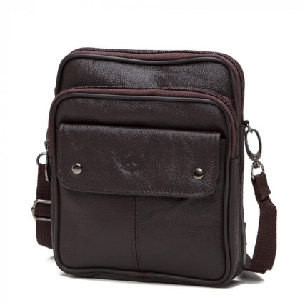 Мужская сумка через плечо HD Leather коричневая NM24-308C – Фото 1