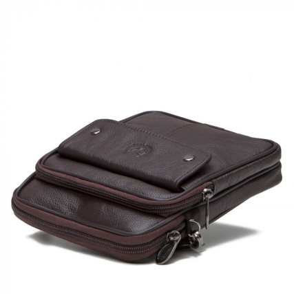Мужская сумка через плечо HD Leather коричневая NM24-308C – Фото 4