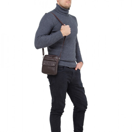 Мужская сумка через плечо HD Leather коричневая NM24-308C – Фото 5