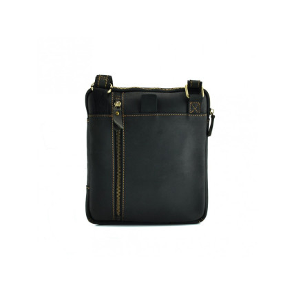 Мессенджер кожаный Tiding Bag черный t0030A – Фото 2