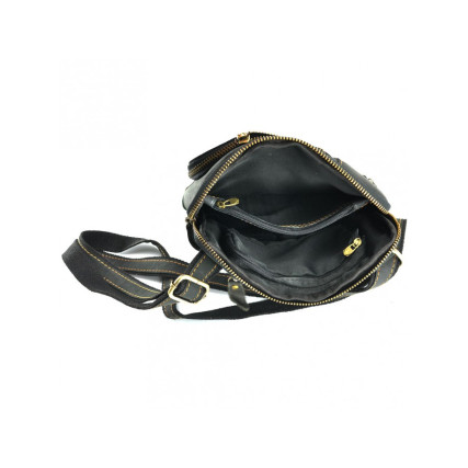 Мессенджер кожаный Tiding Bag черный t0030A – Фото 3
