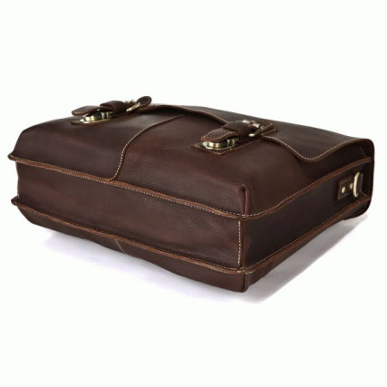Мужской кожаный портфель для ноутбука 14,1&quot; коричневый 7090R – Фото 3