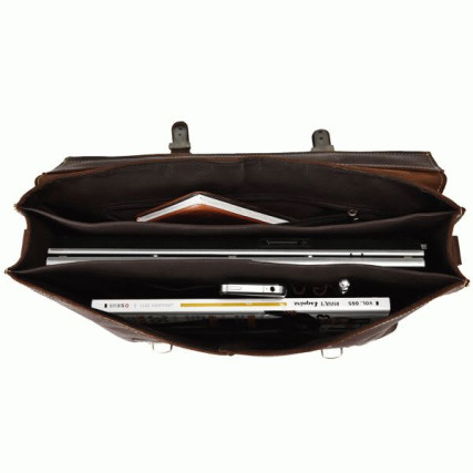 Мужской кожаный портфель для ноутбука 14,1&quot; коричневый 7090R – Фото 4
