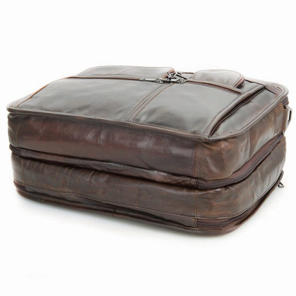 Универсальная кожаная сумка для ноутбука 15.6&quot; Buffalo Bags коричневая – Фото 3