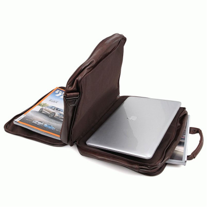 Универсальная кожаная сумка для ноутбука 15.6&quot; Buffalo Bags коричневая – Фото 5
