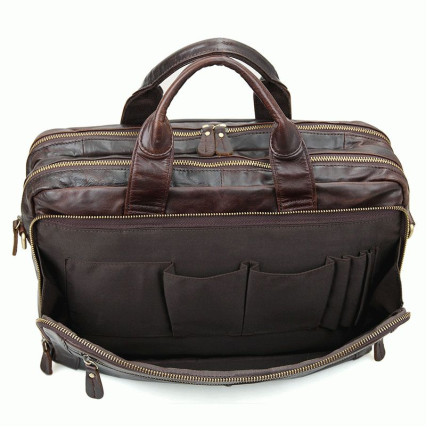 Мужская кожаная сумка Buffalo Bags коричневая 7230Q – Фото 5