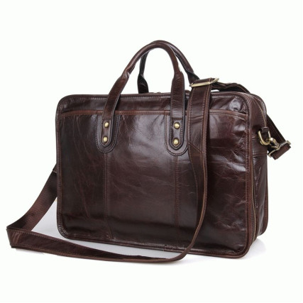 Мужская кожаная сумка для ноутбука 14&quot; Buffalo Bags 7345C коричневая – Фото 1