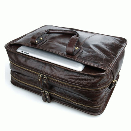 Мужская кожаная сумка для ноутбука 14&quot; Buffalo Bags 7345C коричневая – Фото 4