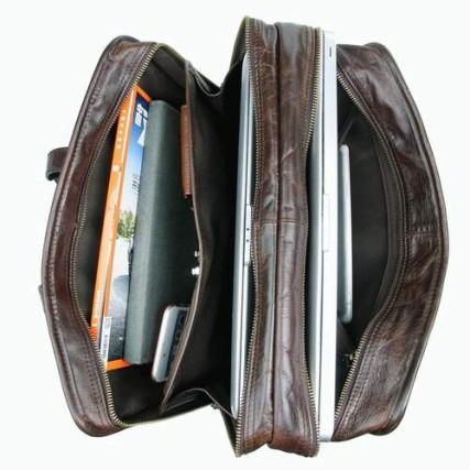 Мужская кожаная сумка для ноутбука 14&quot; Buffalo Bags 7345C коричневая – Фото 7
