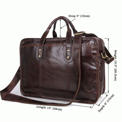 Мужская кожаная сумка для ноутбука 14&quot; Buffalo Bags 7345C коричневая – Фото 8