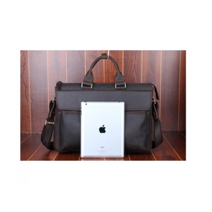 Кожаный портфель для ноутбука 17&quot; Tiding коричневый – Фото 6