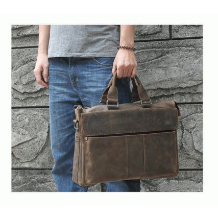 Кожаный портфель для ноутбука 17&quot; Tiding коричневый – Фото 8