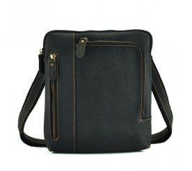 Мессенджер кожаный Tiding Bag черный t0030A