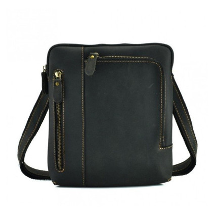 Мессенджер кожаный Tiding Bag черный t0030A – Фото 1