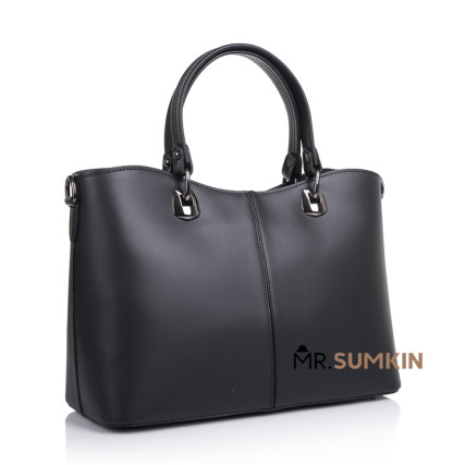 Кожаная женская сумка Virginia Conti (Италия) черная VC01651black – Фото 1