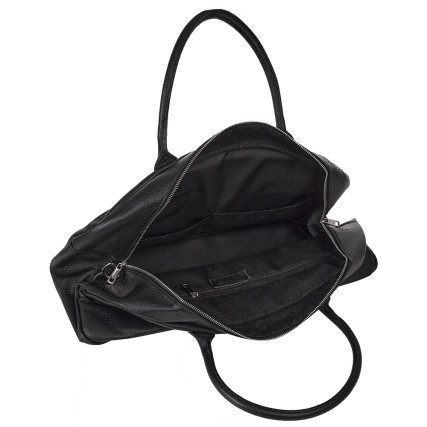 Дорожная кожаная сумка Virginia Conti (Италия) черная VC03203black – Фото 3