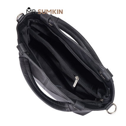 Кожаная женская сумка Virginia Conti (Италия) черная VC2234black – Фото 4