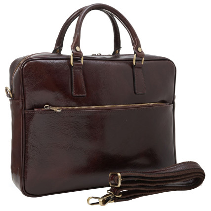 Мужской кожаный портфель Virginia Conti (Италия) коричневый VCm01287brown – Фото 2