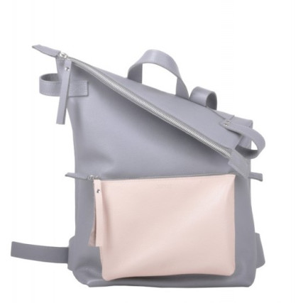 Кожаный серый рюкзак JIZUZ VOYAGER GREY/NUDE – Фото 1