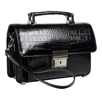 Мужская кожаная барсетка Canpellini черная c1278-202 кроко – Фото 2