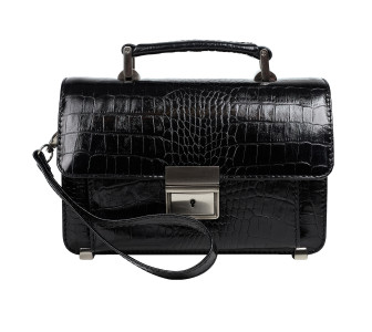 Мужская кожаная барсетка Canpellini черная c1278-202 кроко